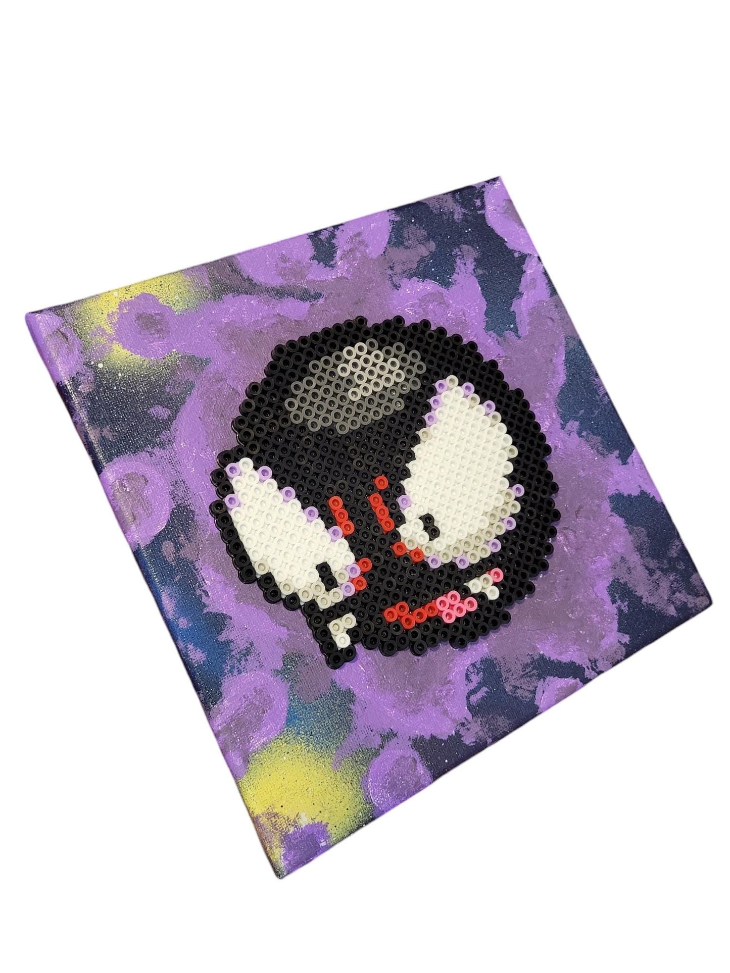 "Spooky Pixels" | Gastly Perler Bead Art on Stretched Canvas