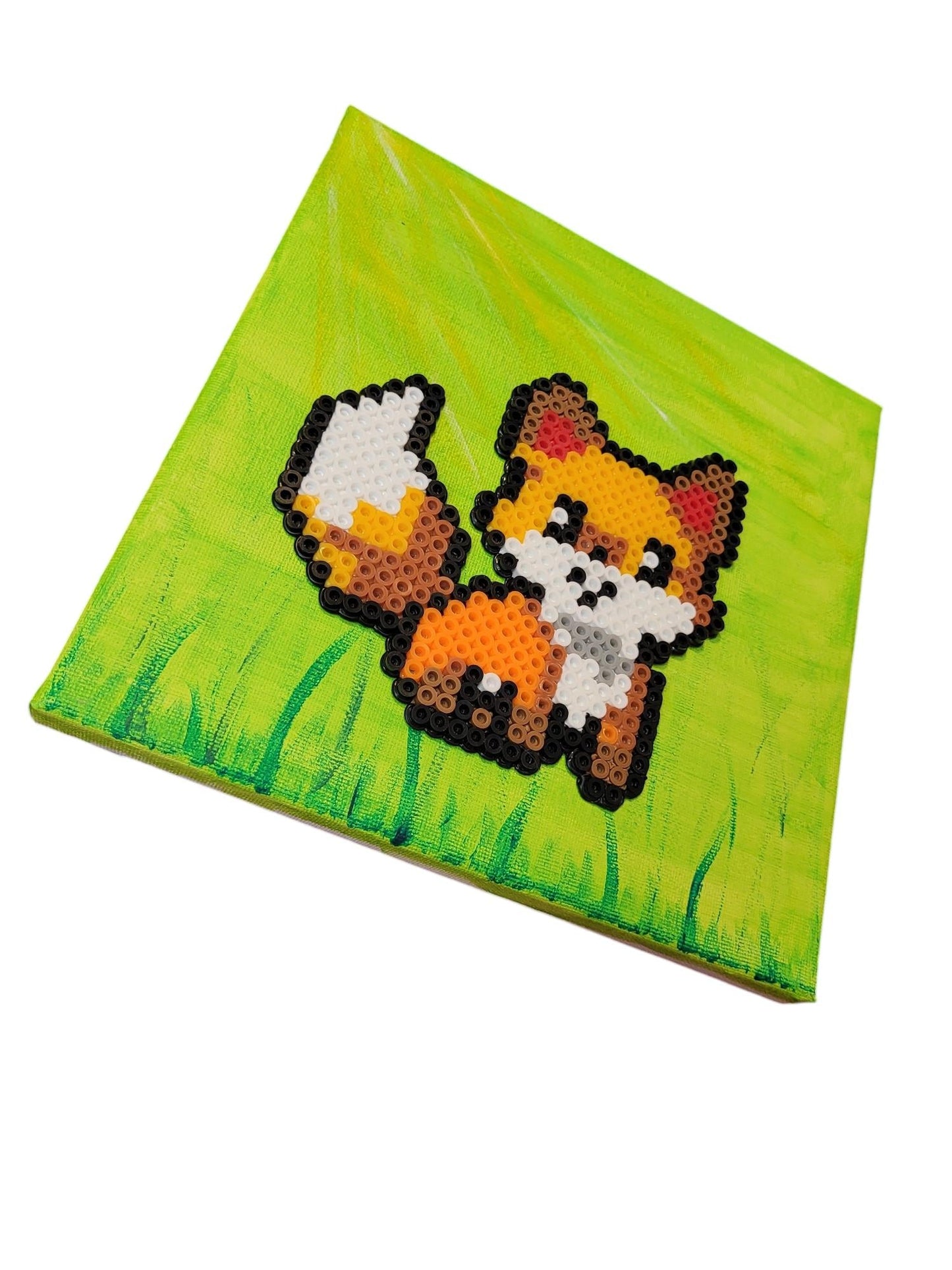 "Pixel Fox" | Perler Bead Sprite on Stretched Canvas