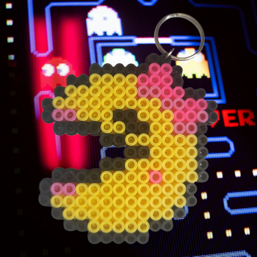 Ms Pac-Man Perler Keychain