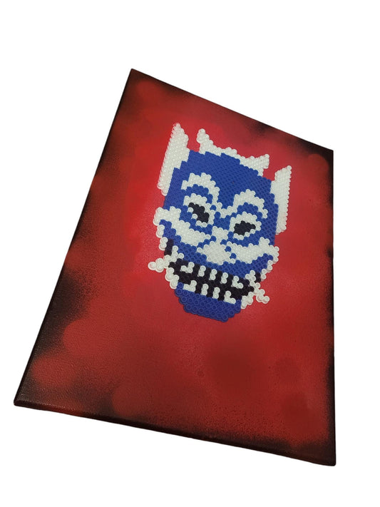 "The Blue Mask" Perler on Canvas
