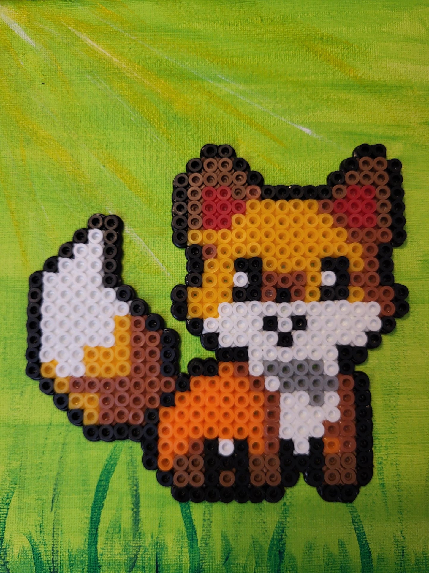 "Pixel Fox" | Perler Bead Sprite on Stretched Canvas