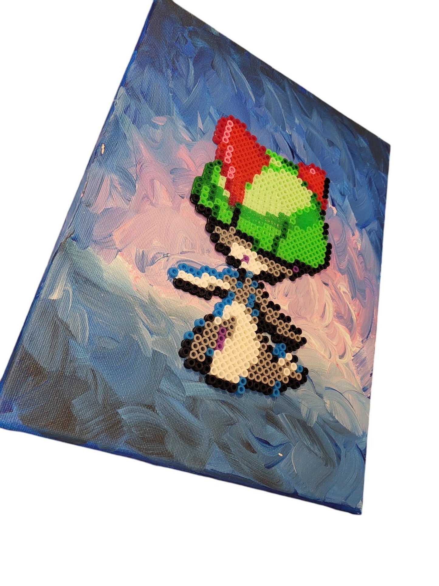 "Psychic Surge" Ralts Perler on Stretched Canvas