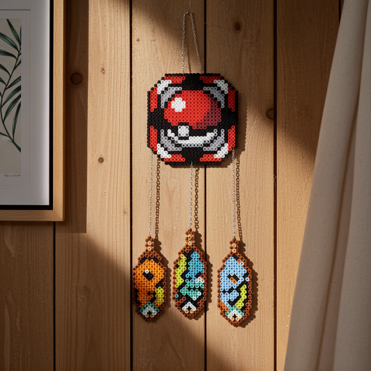 Red Ball Perler Bead Dreamcatcher