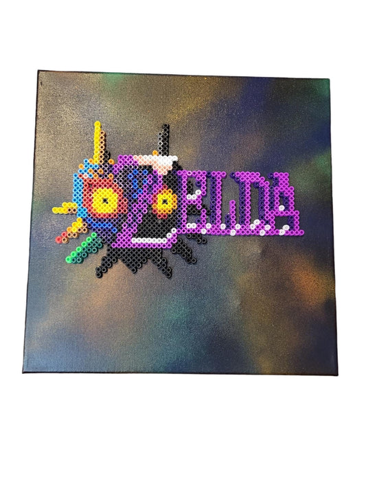 "Majora's Mask Title" Perler Art on Canvas