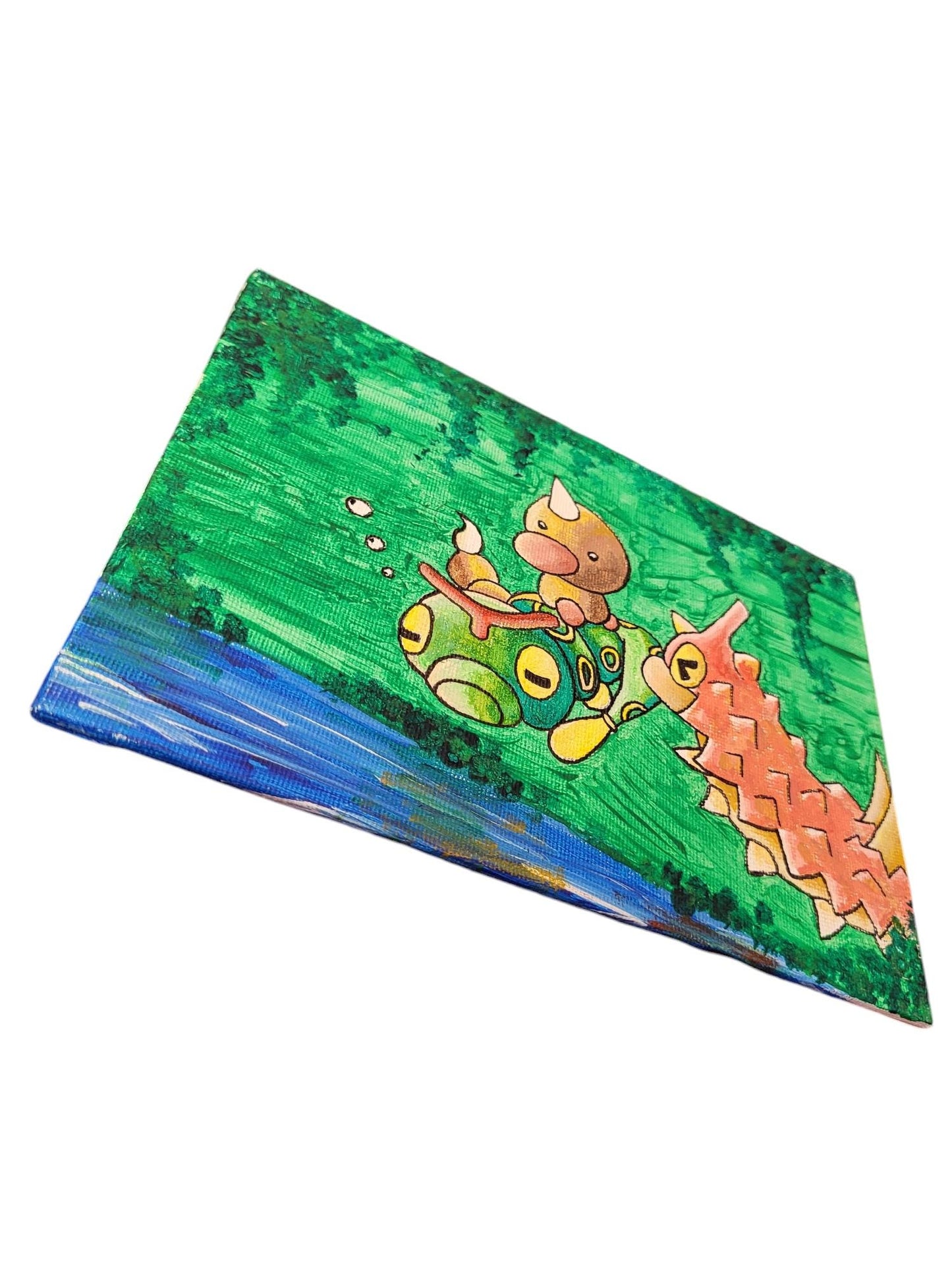 "Bug Buddies" Caterpie Wurmple and Weedle Acrylic Painting