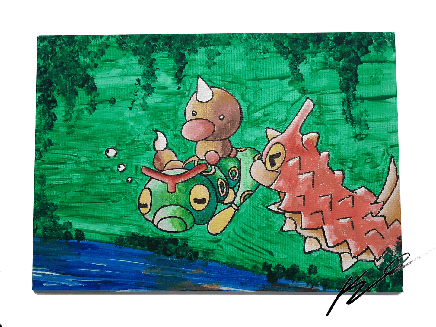 "Bug Buddies" Caterpie Wurmple and Weedle Acrylic Painting