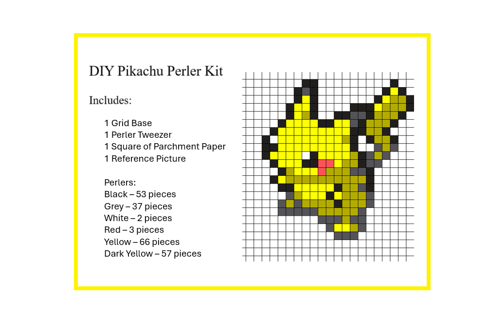 DIY Pikachu Perler Kit | Commissions Available
