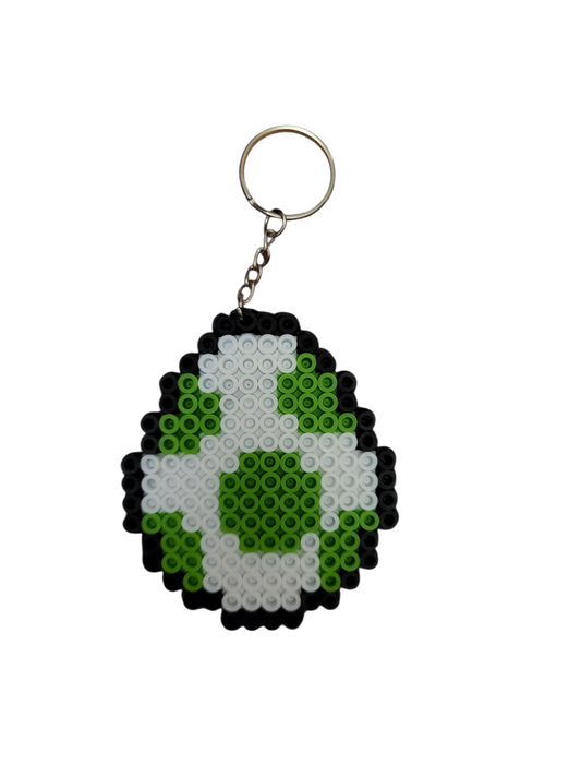 Green Yoshi Egg Perler Bead Keychain