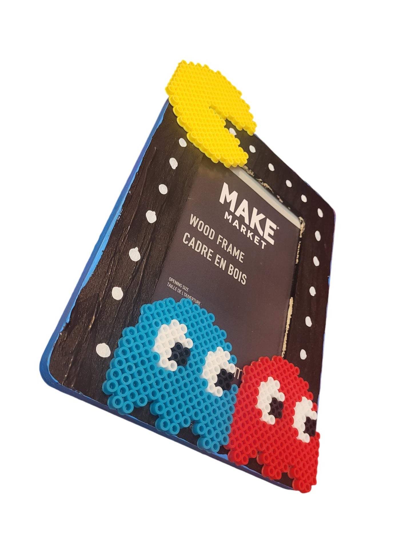 Pac-Man Picture Frame | Acrylic-Painted Perler Bead Art