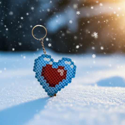 Blue and Red Heart Keychain