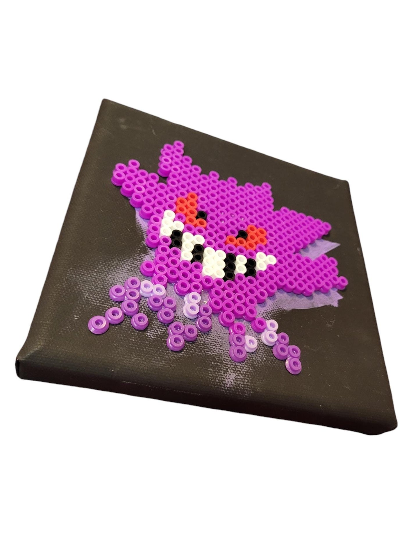 "Shadowed Gengar" | Perler Bead Sprite on Stretched Canvas