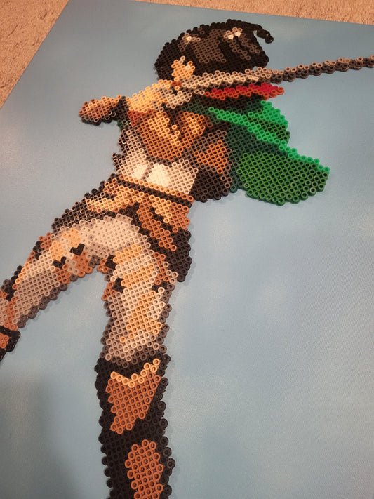Mikasa Ackerman Perler Bead Art on Stretched Canvas