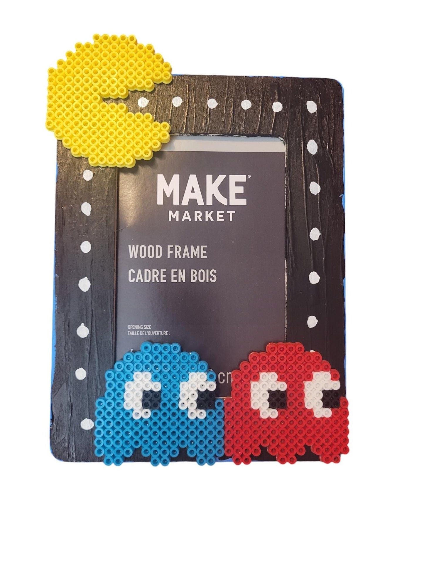 Pac-Man Picture Frame | Acrylic-Painted Perler Bead Art
