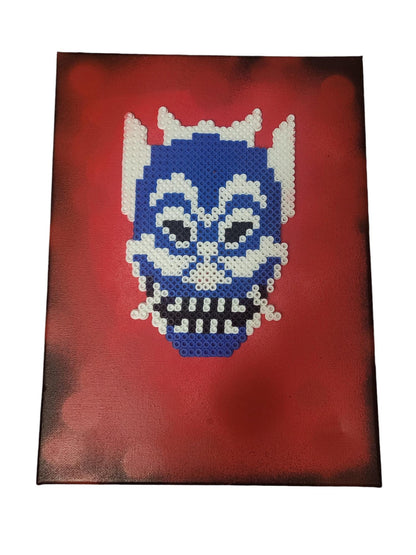 "The Blue Mask" Perler on Canvas