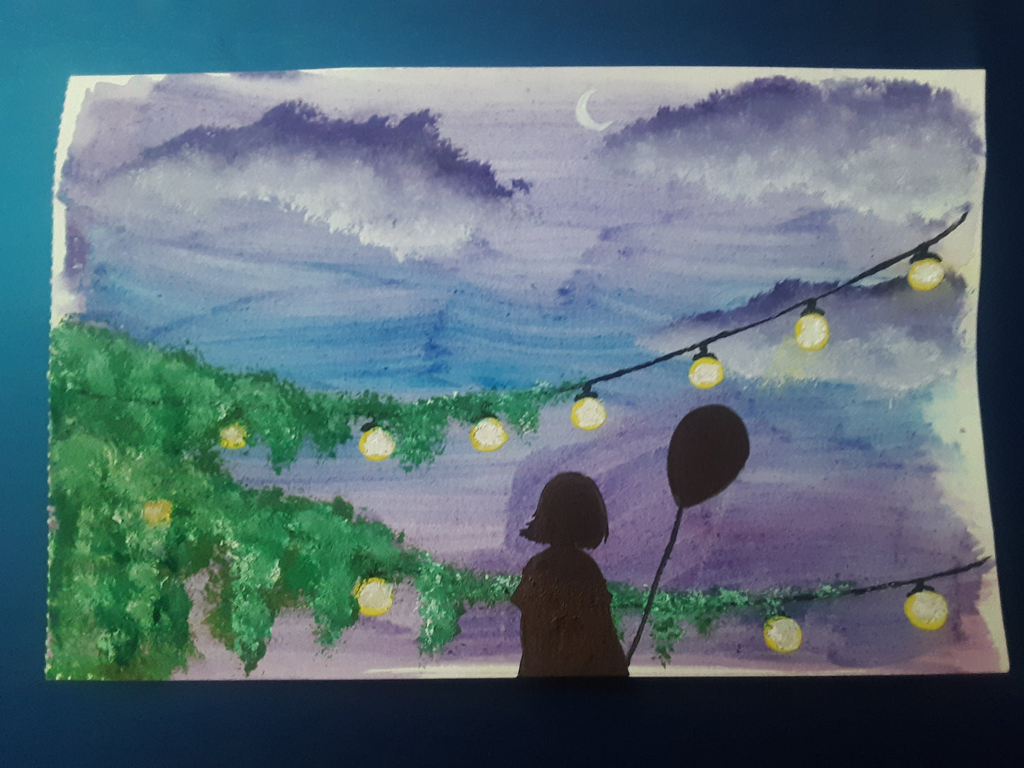 "Festival Lights" Anime Inspired Watercolor Piece