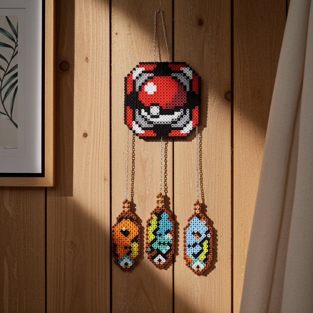 Red Ball Perler Bead Dreamcatcher