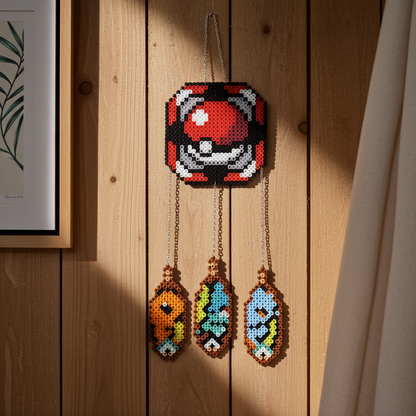 Red Ball Perler Bead Dreamcatcher