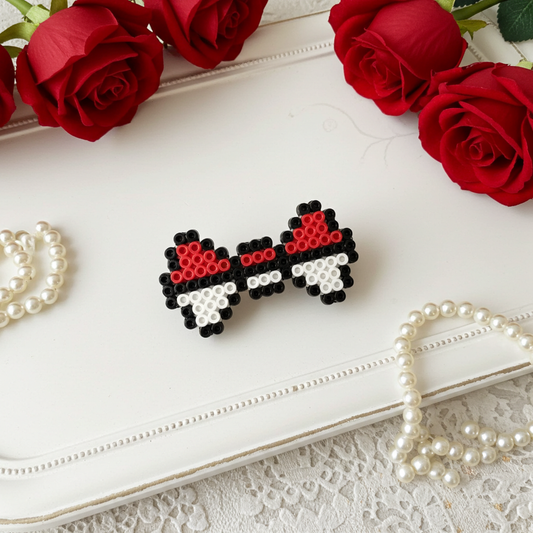 Red and White Striped Bow Hair Clip