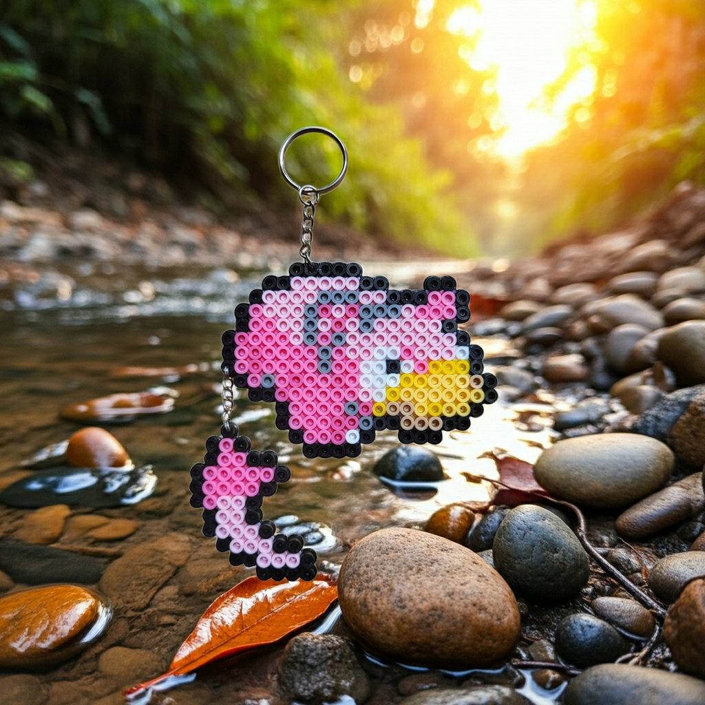 Pink Hippo Keychain