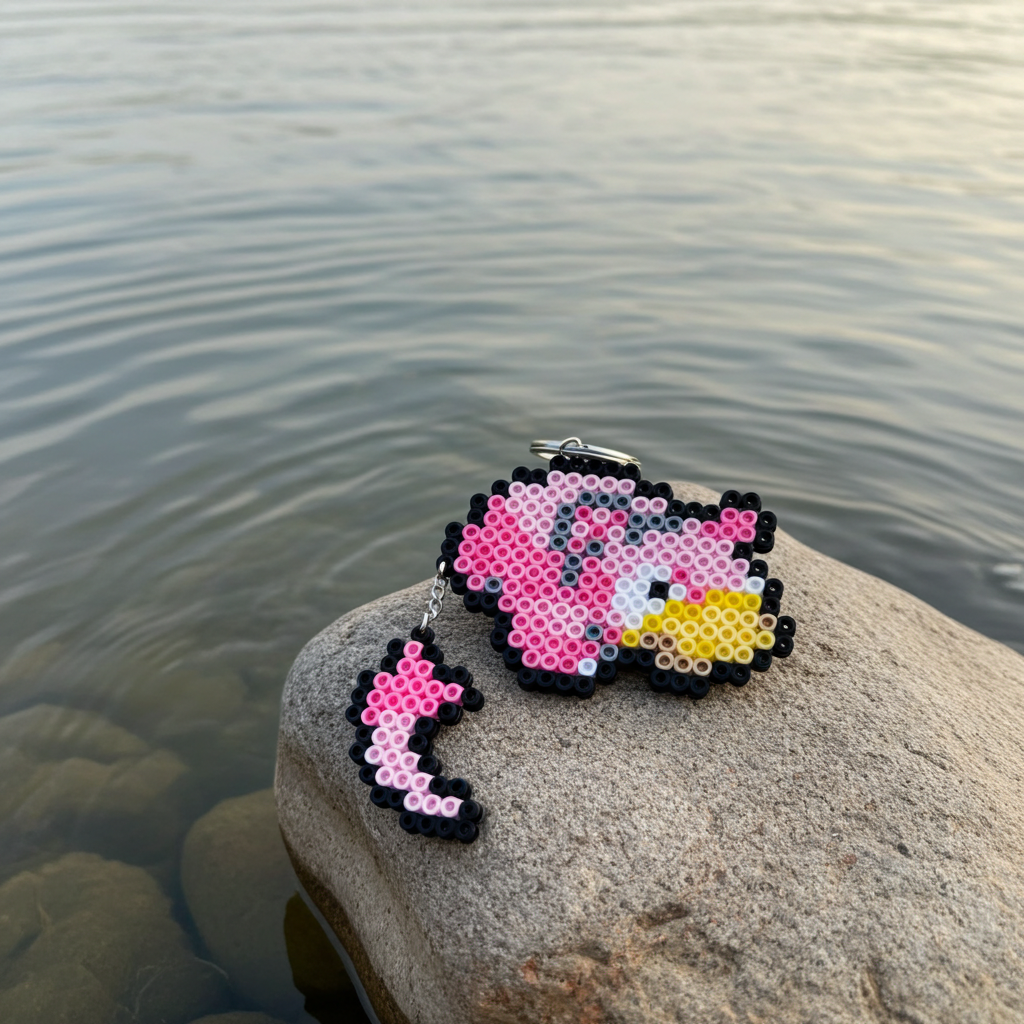 Pink Hippo Keychain