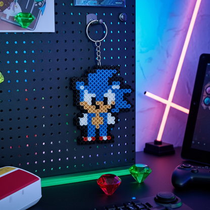 Blue Hedgehog Keychain