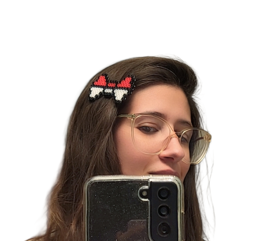 Red and White Striped Bow Hair Clip