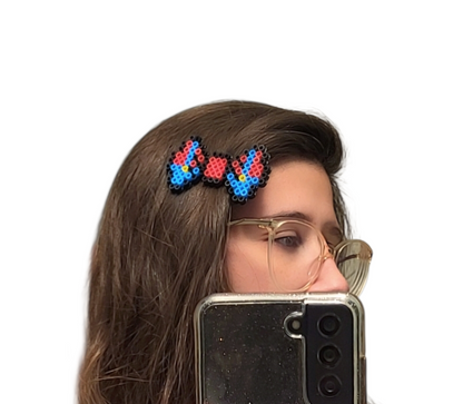 Blue Overalls Bow Hair Clip