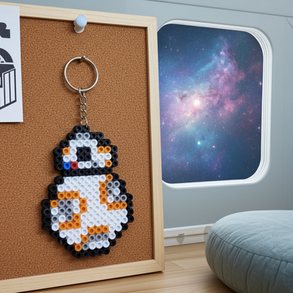 White and Orange Robot Keychain