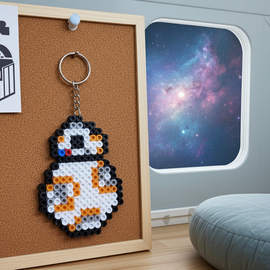 White and Orange Robot Keychain