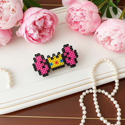 Pink Bow with Crown Hair Clip