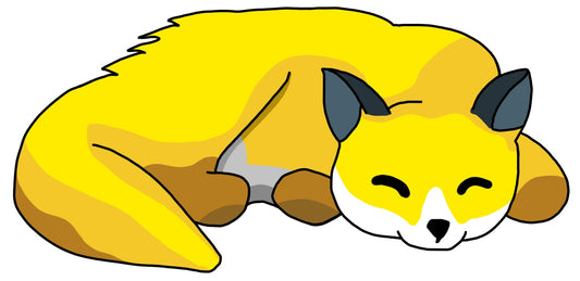 Cartoon fox sleeping on a white background