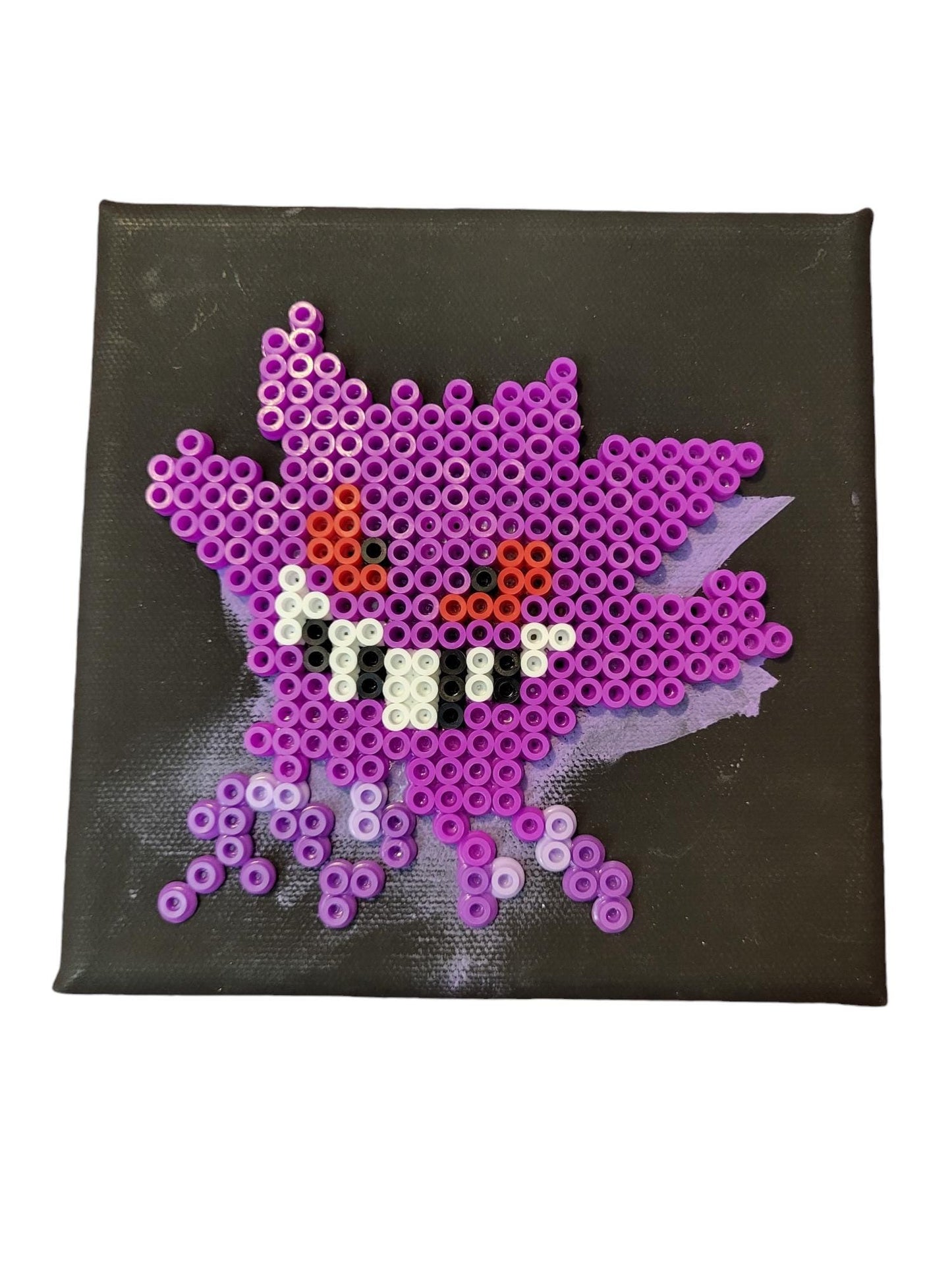 "Shadowed Gengar" | Perler Bead Sprite on Stretched Canvas