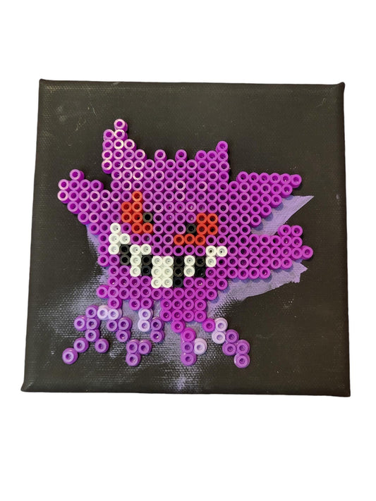 "Shadowed Gengar" | Perler Bead Sprite on Stretched Canvas