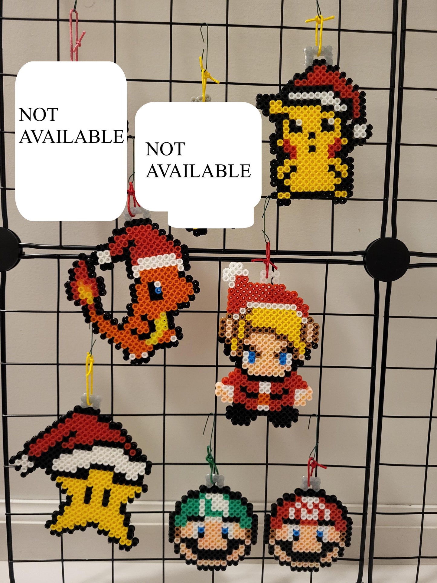 Christmas Hat Nintendo Gamer Perler Bead Sprite Ornaments