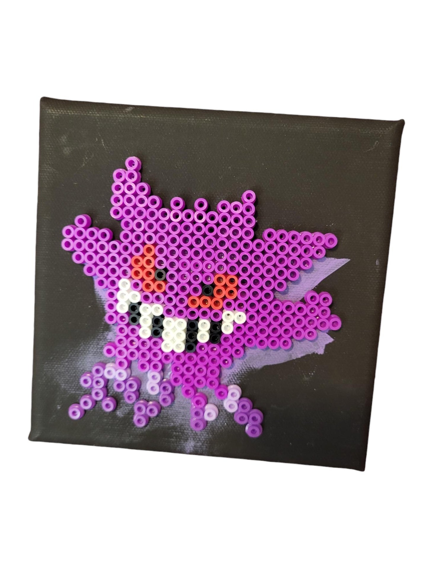 "Shadowed Gengar" | Perler Bead Sprite on Stretched Canvas