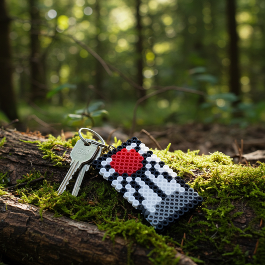 Black, White and Red Keychain