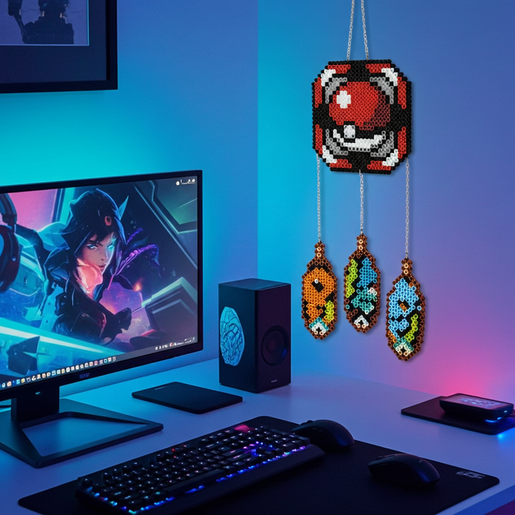 Red Ball Perler Bead Dreamcatcher