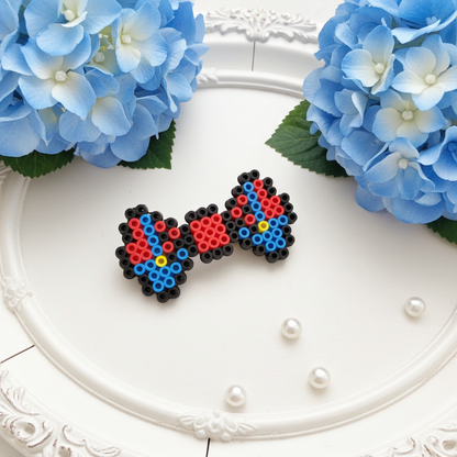 Blue Overalls Bow Hair Clip