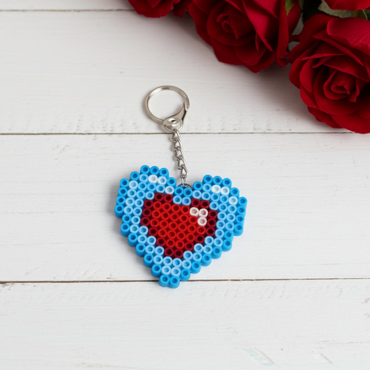 Blue and Red Heart Keychain