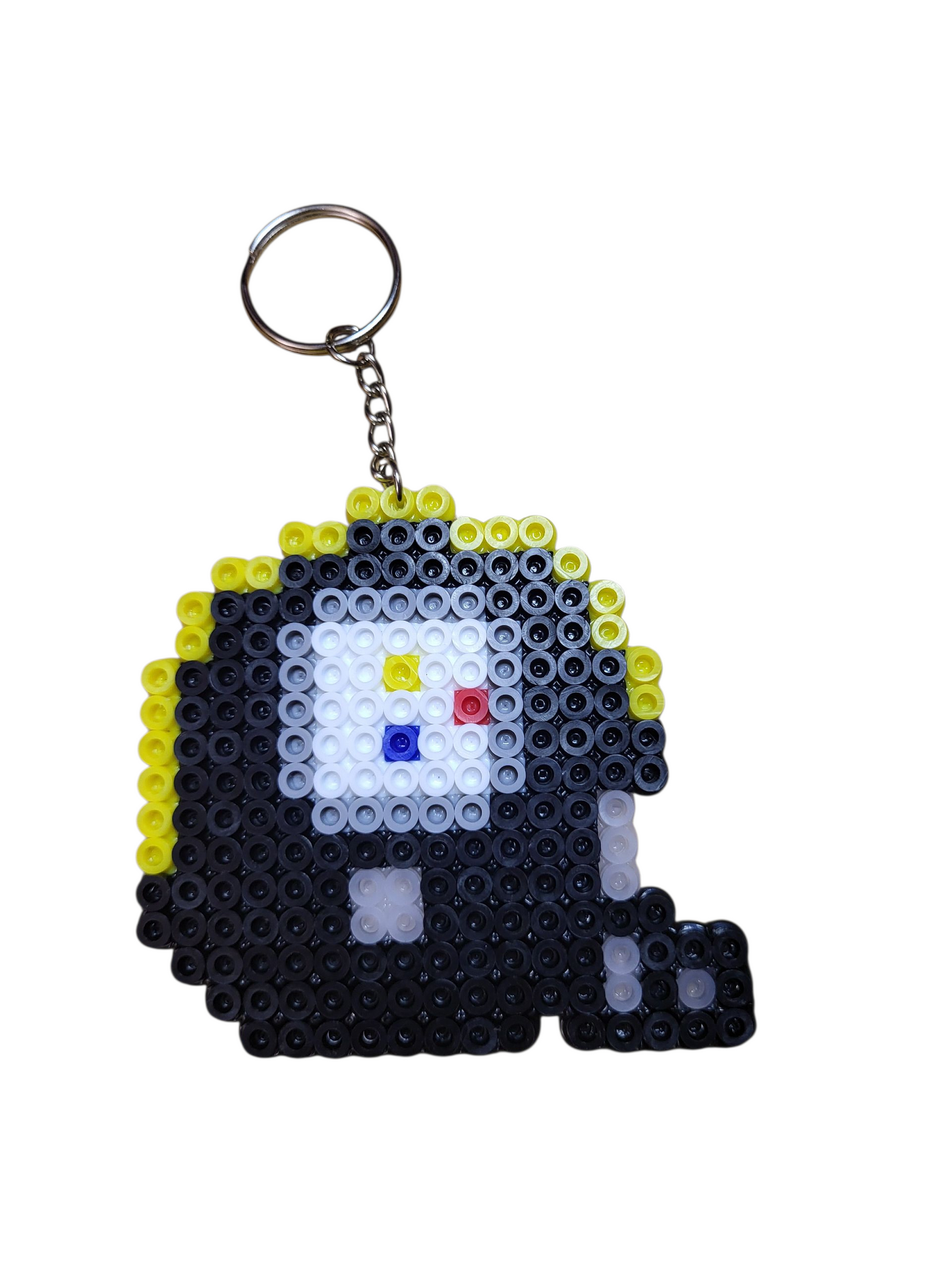 Pixelated keychain featuring Pittsburg's team colors