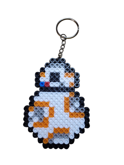 White and Orange Robot Keychain