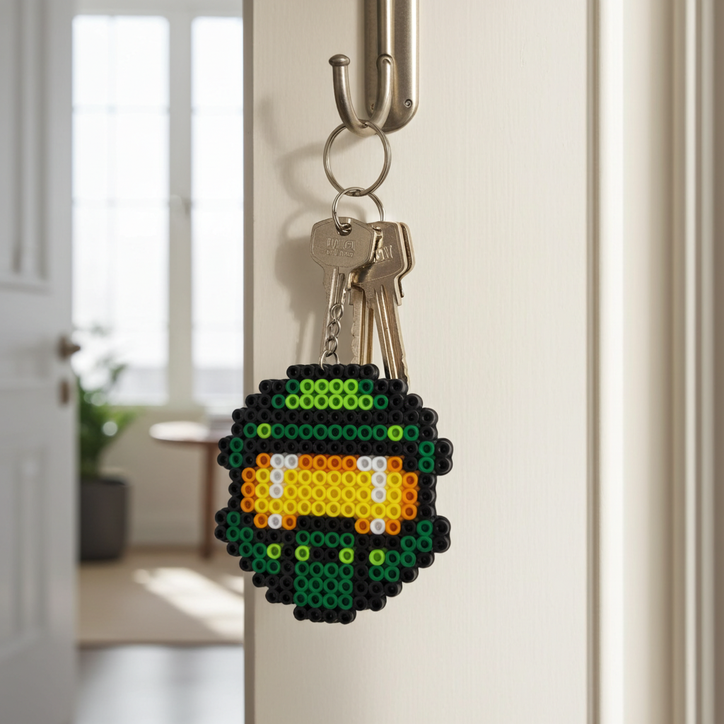 Green Army Helmet Keychain