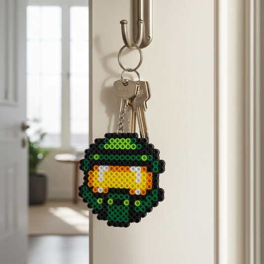 Green Army Helmet Keychain